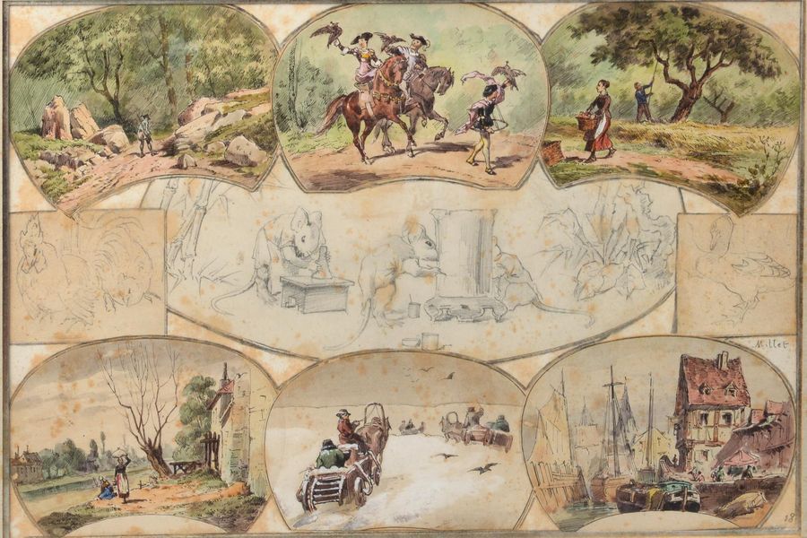 Null Jean-François MILLET (1814 - 1875).
- Suite de six vignettes illustrant des&hellip;