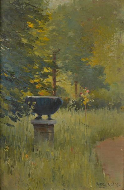 Null Suzanne Nanny ADAM-LAURENS (1861-1915).
Jardin à la vasque.
Huile sur carto&hellip;