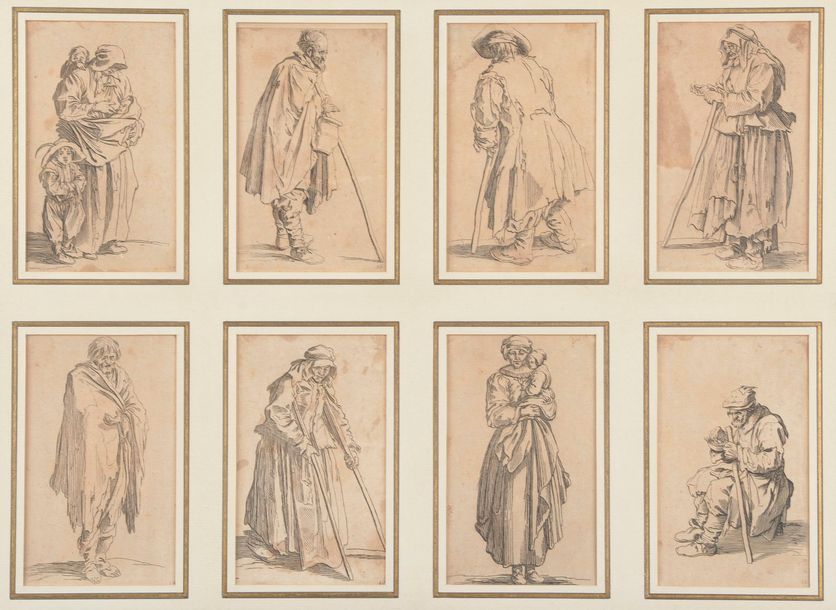 Null D'après Jacques CALLOT (1592-1635).
Les mendiants.
Ensemble de huit pointes&hellip;