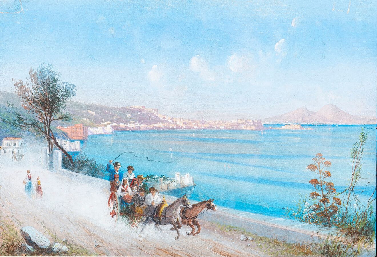 Null Carl Wilhelm GÖTZLOFF (Dresde 1799, Naples 1866) : "Vue de Naples » - Gouac&hellip;