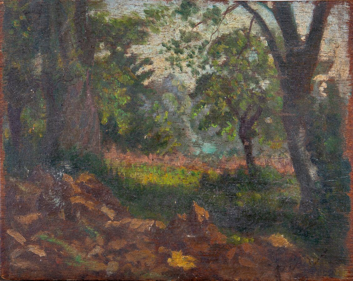 Null André DERAIN (1880-1954), Sous-bois, huile sur panneau, 17,5 x 22 cm. Vente&hellip;