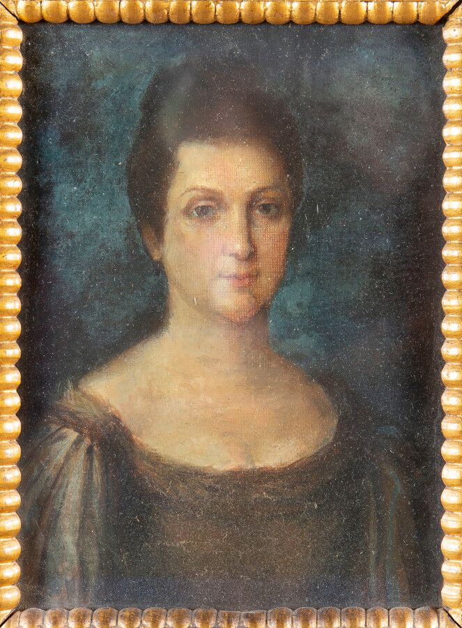Null Escuela francesa del siglo XIX, Retrato de dama de calidad, óleo sobre lien&hellip;
