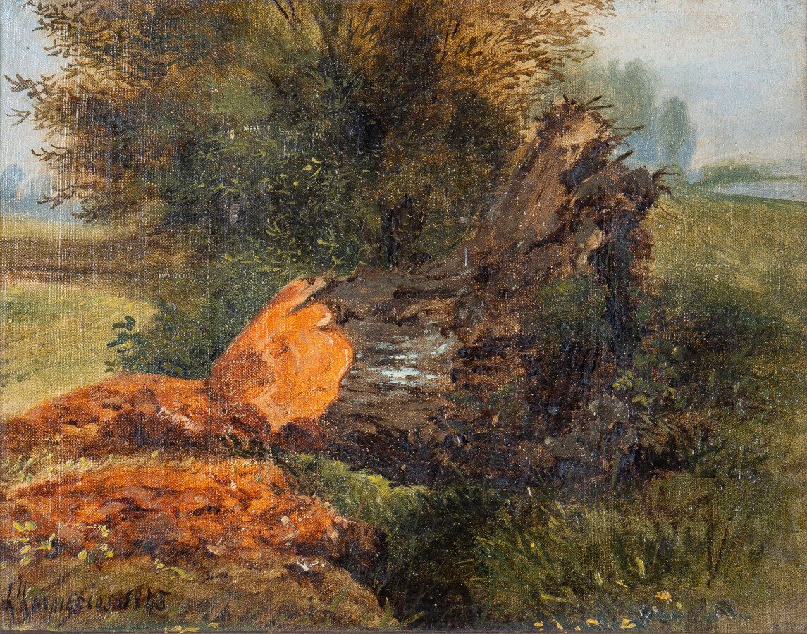 Null Henri-Joseph HARPIGNY (1819-1916) : « Paysage » - Huile sur toile signée en&hellip;