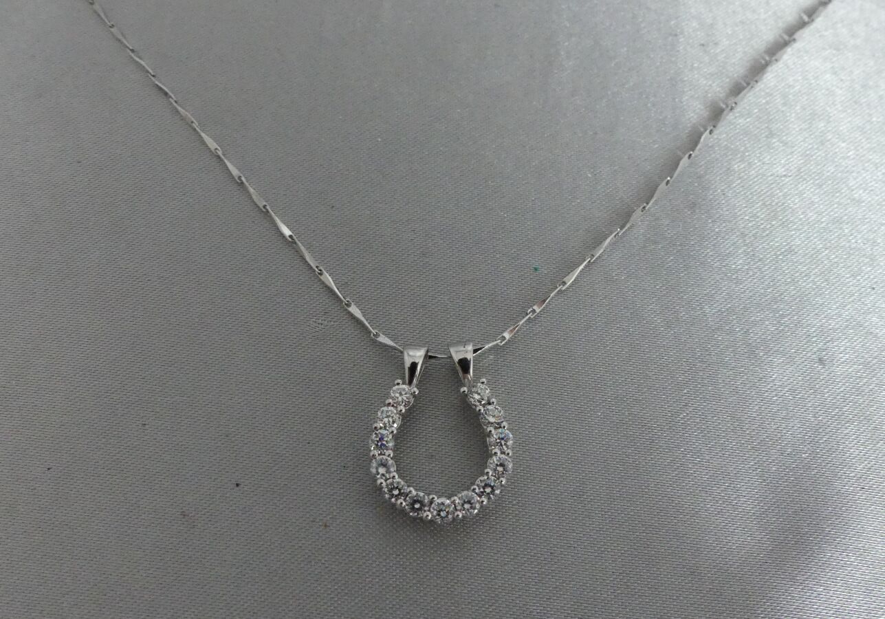 Null Silver lot, composed of a CHAIN and a PENDANT, horseshoe-shaped, enhanced w&hellip;