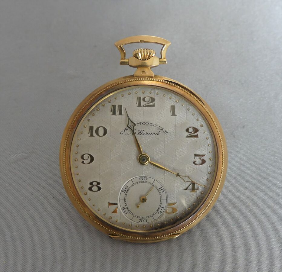 Null Reloj de bolsillo A. GIRARD en oro amarillo de 750 milésimas, la cuerda con&hellip;