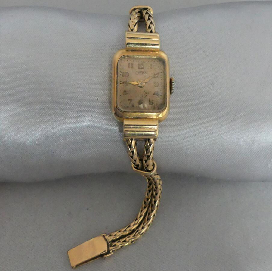 Null Reloj de pulsera de señora RECO en oro amarillo de 750 milésimas, con caja &hellip;