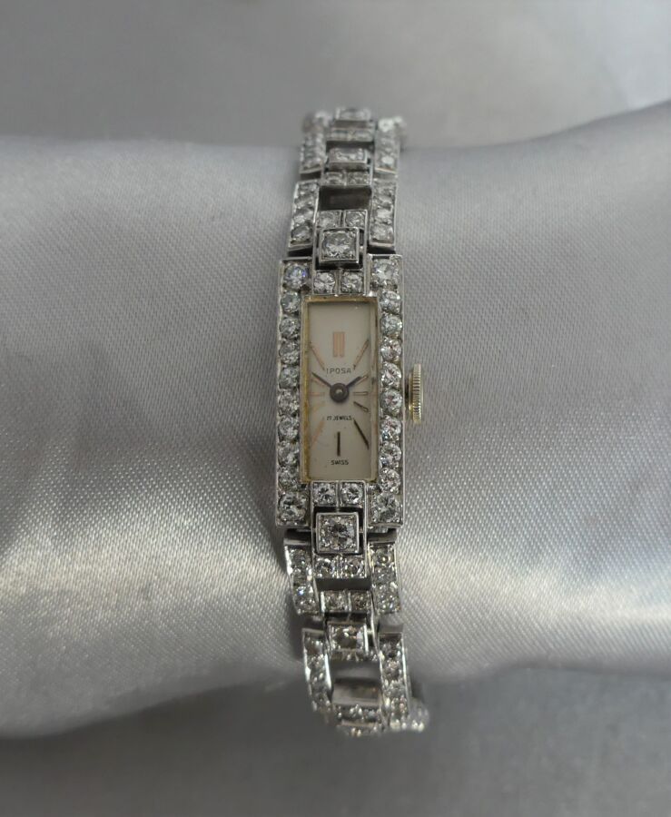 Null Reloj de pulsera de señora IPOSA en oro blanco de 750 milésimas y platino, &hellip;