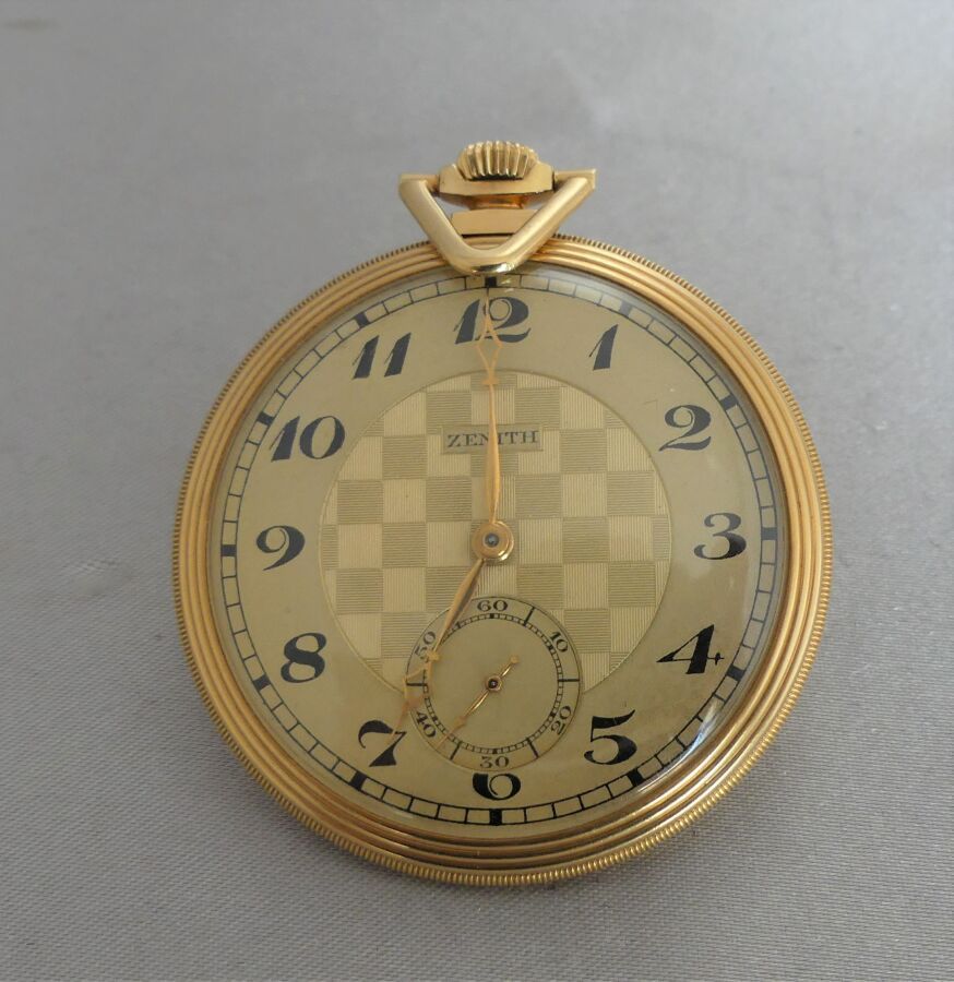 Null ZENITH pocket watch in yellow gold 750 thousandths, pendant winding mechani&hellip;
