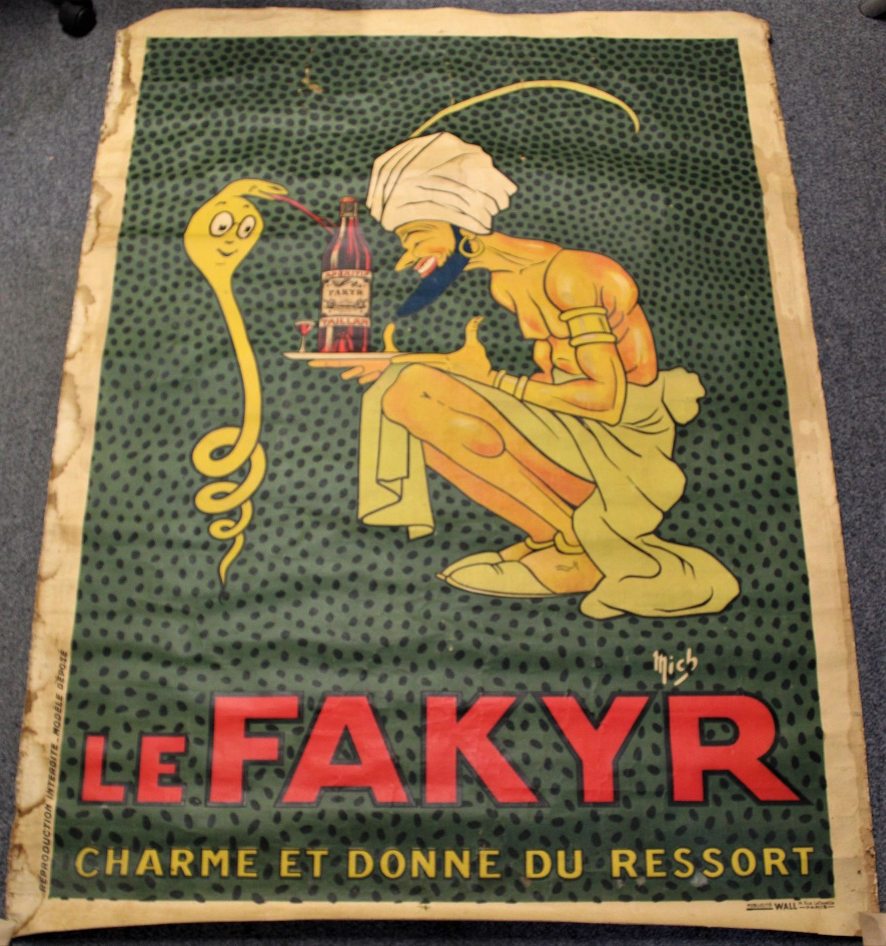 Null 
Très grande affiche publicitaire, papier sur toile, "LE FAKIR", 160x120, i&hellip;