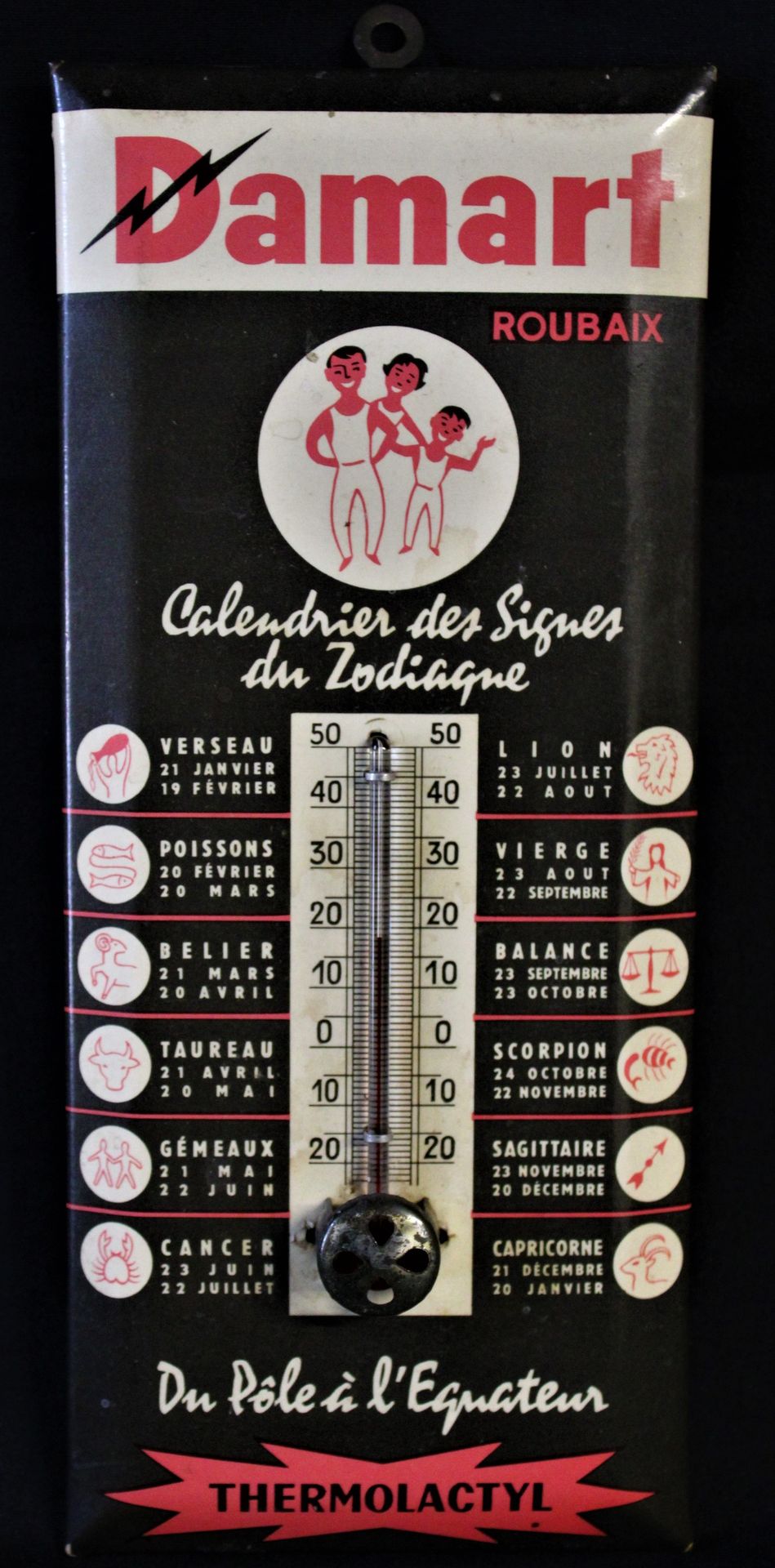 Null Thermometer "DAMART ROUBAIX Kalender der Tierkreiszeichen THERMOLACTYL", ka&hellip;