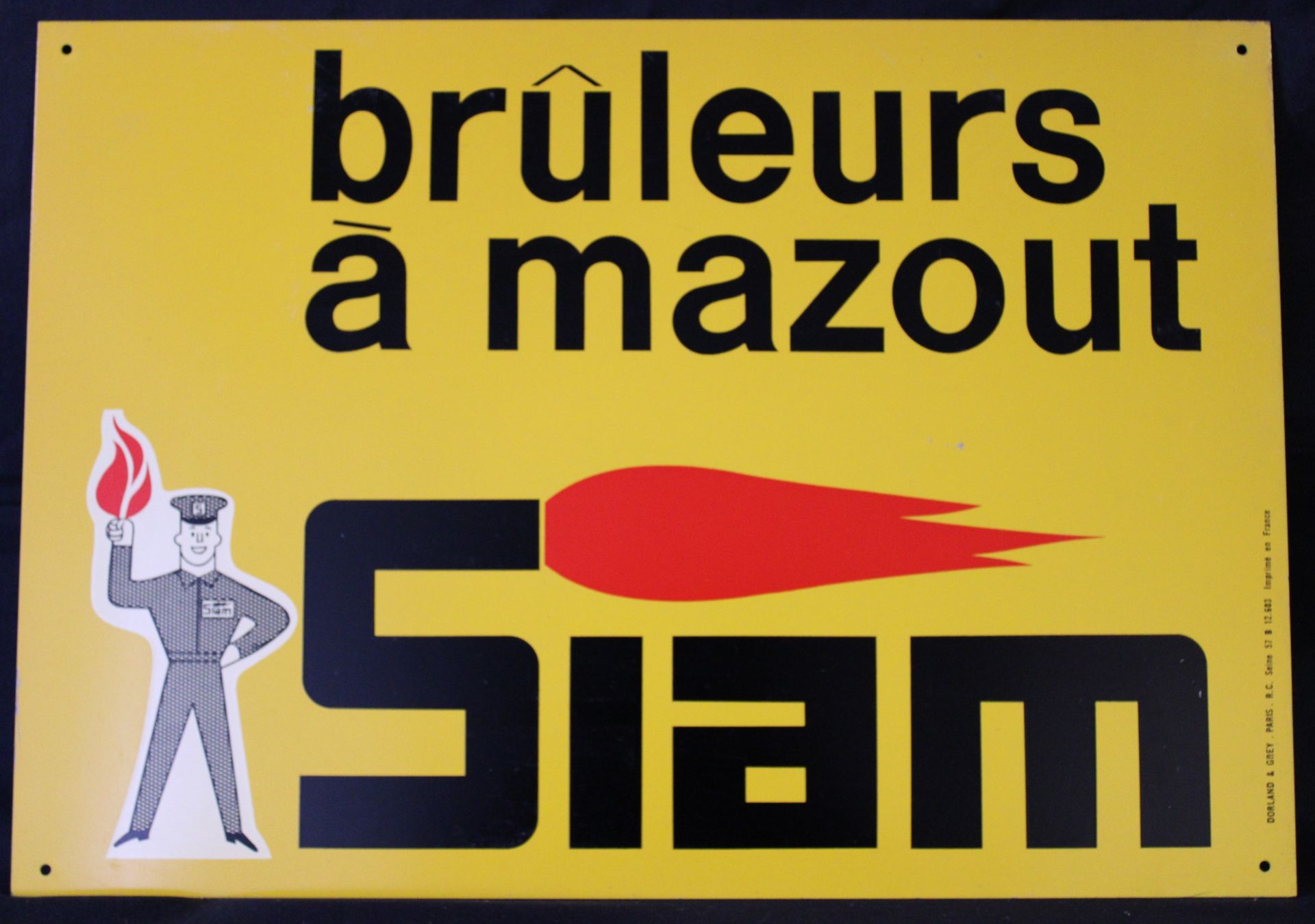 Null 
金属板上的广告牌 "SIAM燃油燃烧器"，状况良好