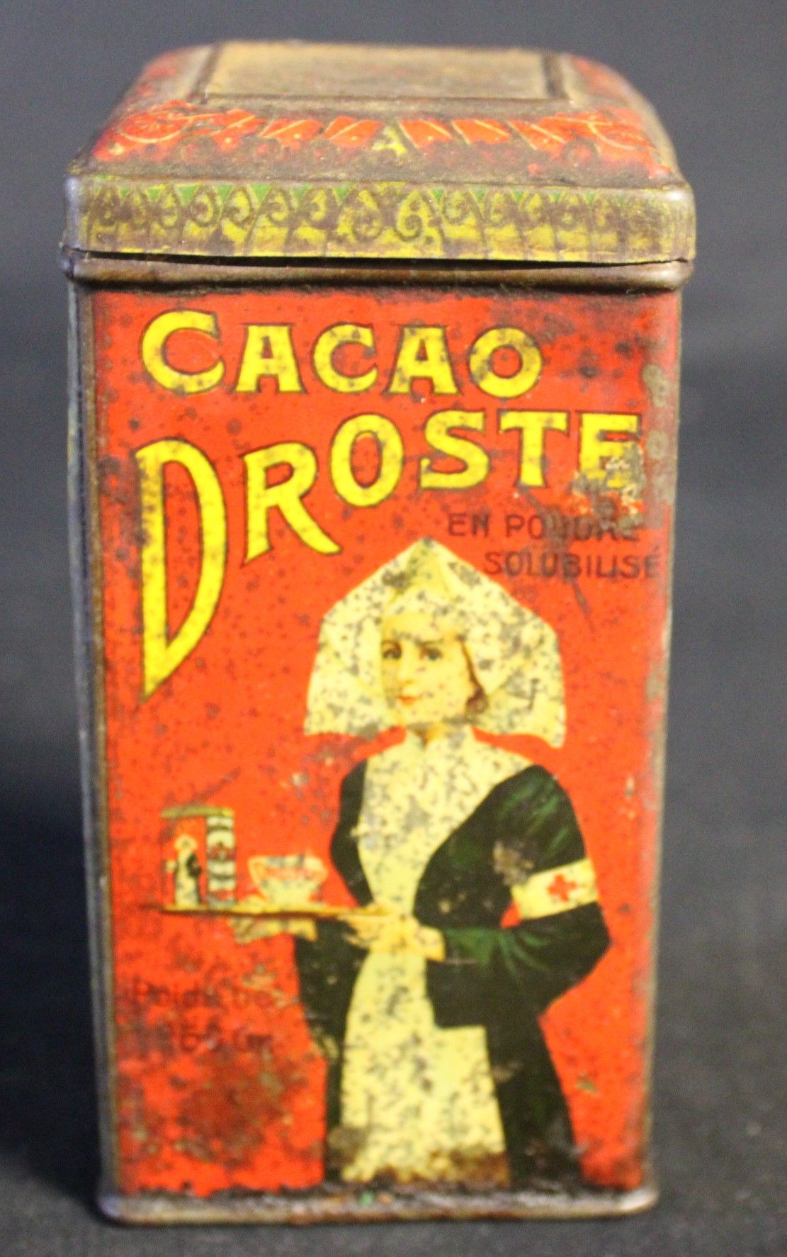 Null 铁盒 "DROSTE CACAO"，磨损，12x6