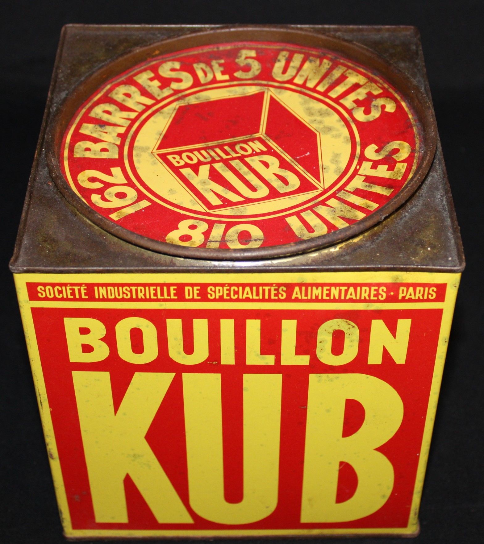 Null Würfelbox "BOUILLON KUB 162 Bars à 5 Einheiten", aus Eisen, mit Lochstichen&hellip;