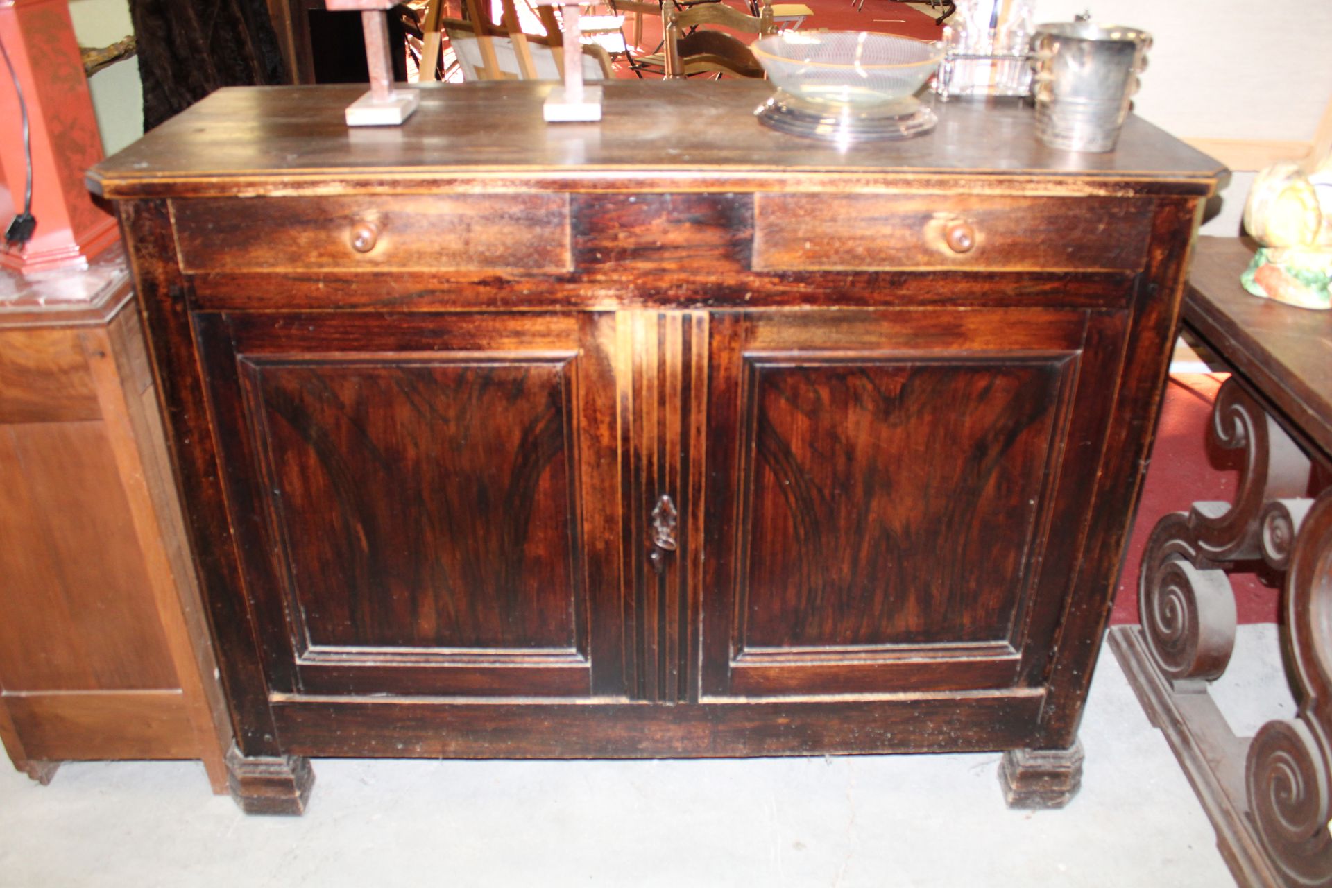 Null Sideboard with two doors, two drawers, dark wood, 10x49x98
