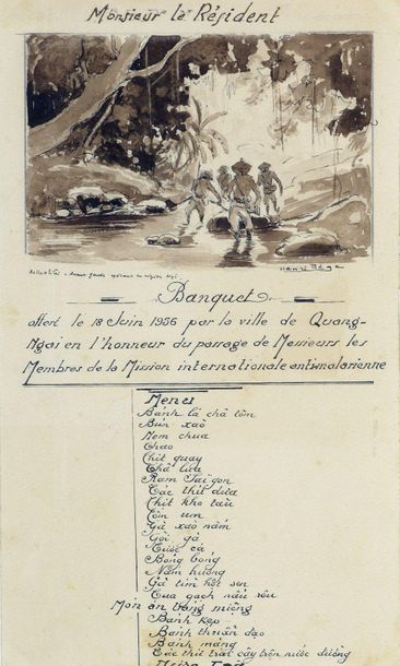 Null Henri MEGE (1904-1984). Menu of Mr. Resident for the banquet offered on Jun&hellip;