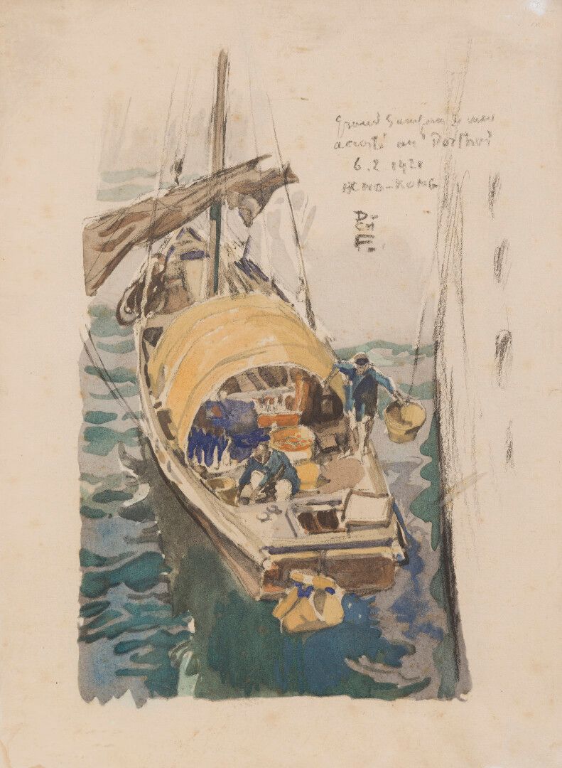 Null 夏尔-福克雷(1869-1956)

巴黎美术学院。

1908年为海军官方画家。

停靠在"波特兰"号的大型海上舢板。

1921年2月6日，香港。&hellip;