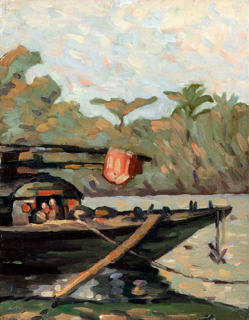 Null 马塞尔-贝尔纳诺斯(1884-1952)

1922年马赛殖民地展览会大奖赛。

河内中学绘画教师。

船在码头。

油画纸板。

尺寸：35x27厘&hellip;
