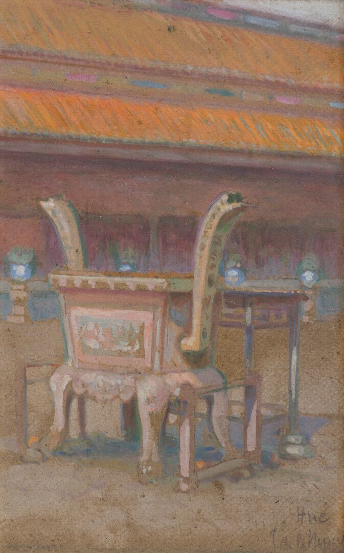 Null 约瑟夫-德-拉内齐埃(1873-1944)

巴黎美术学院/法国印度支那旅行画家学校.

宝座，紫禁城皇宫，惠。

纸板上的水粉画，右下方有签名和题款&hellip;