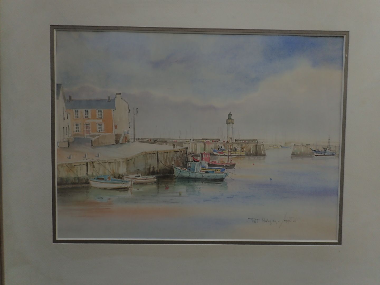 Null French school, 20th century. Port Haliguen. Watercolor framed, located, dat&hellip;