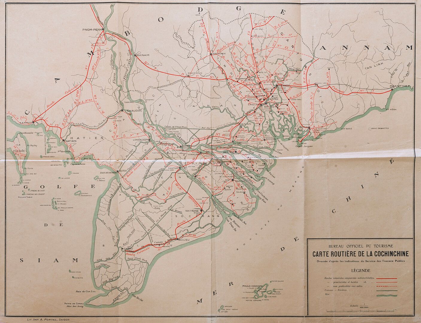 Null S.D. (ca. 1930)

Straßenkarte von Cochinchina, herausgegeben vom offizielle&hellip;