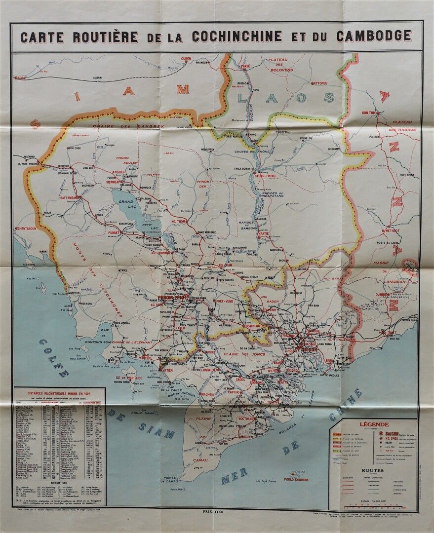 Null 1928. 

Carta stradale della Cochinchina e della Cambogia. 

Mappa eseguita&hellip;