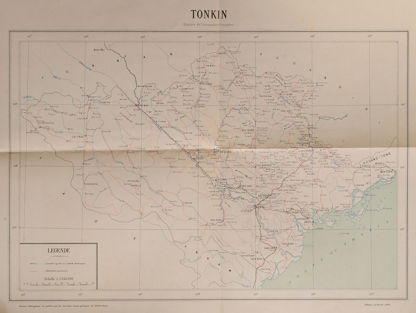 Null 1928.Tonkin, history of the French occupation.

汇编，印度支那地理局的轮版画。1928年4月版。

尺&hellip;