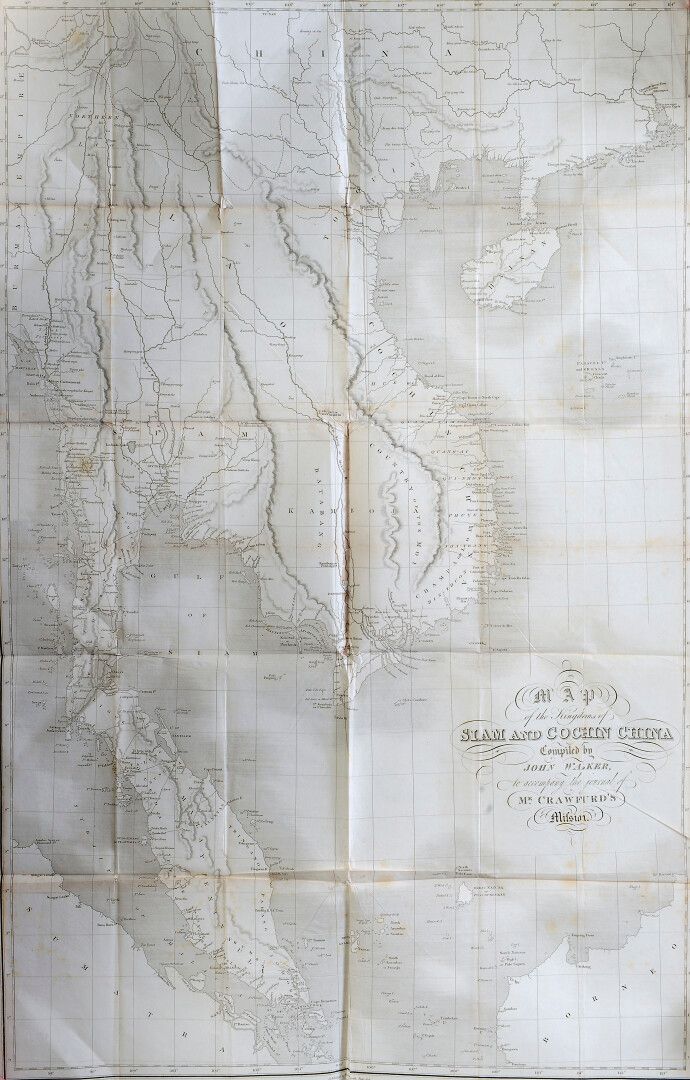 Null 1828.

暹罗和科钦纳王国的地图。

由约翰-沃克编纂，以配合克劳福德先生的任务日志。

约翰-沃克（1787-1873）绘制的最早的印度支那地图&hellip;