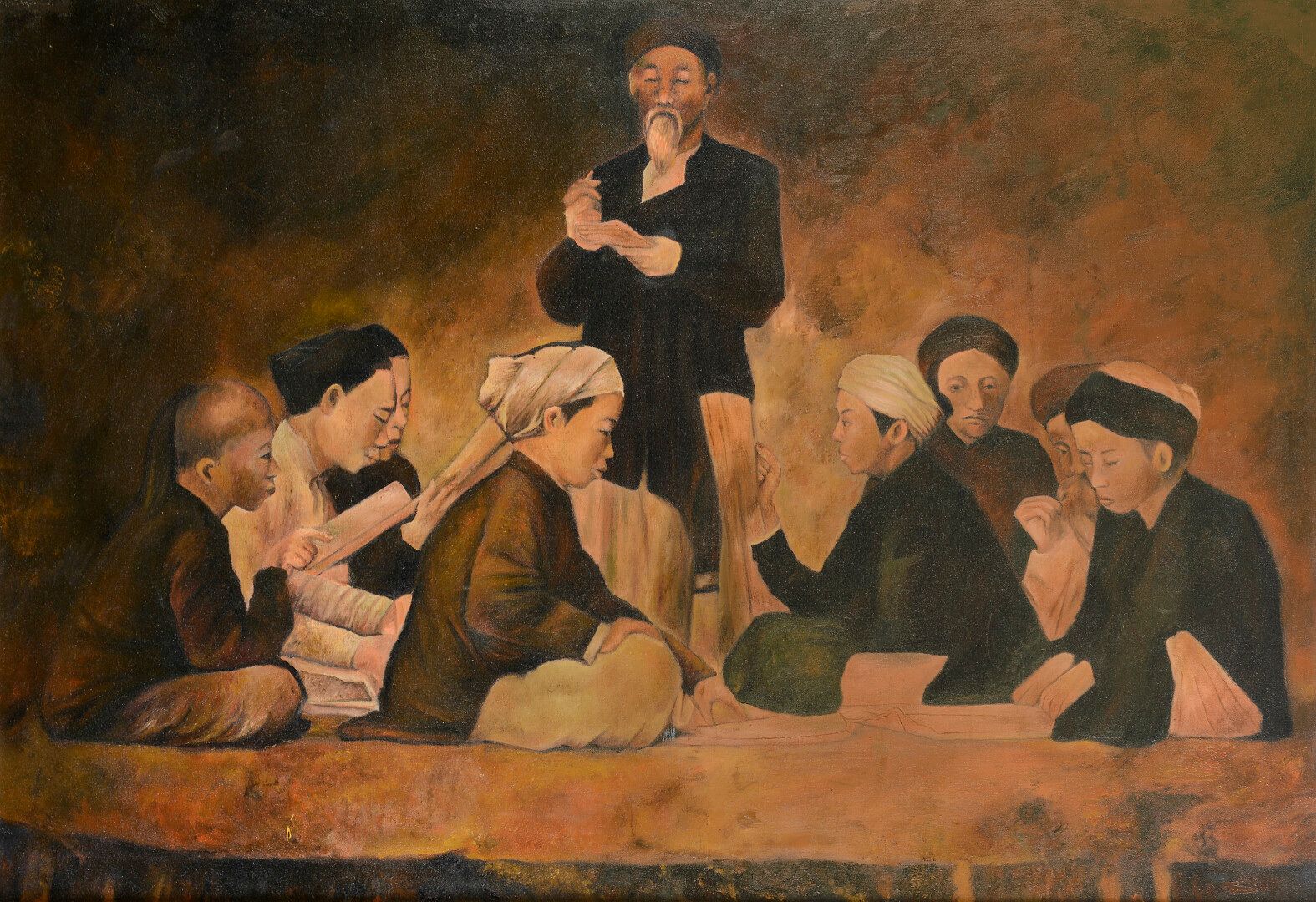 Null 在黎万明（1873-1943）之后。

诵读（Binh Van）。布面油画，带框。尺寸：65x97厘米。

原作在河内美术博物馆展出。