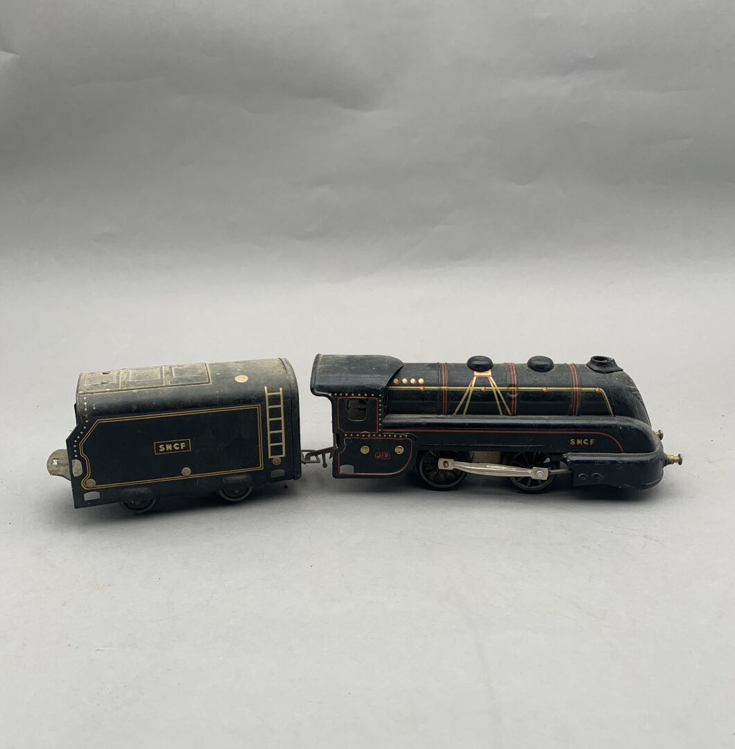 Null JEP "0". Locomotive mécanique noire, type 120 avec tender à deux essieux SN&hellip;
