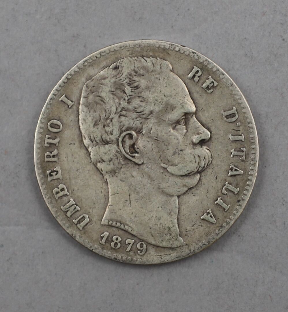 Null Pièce de 5 Lire en argent. Type Umberto Ier, roi d'Italie, d'après Giuseppe&hellip;