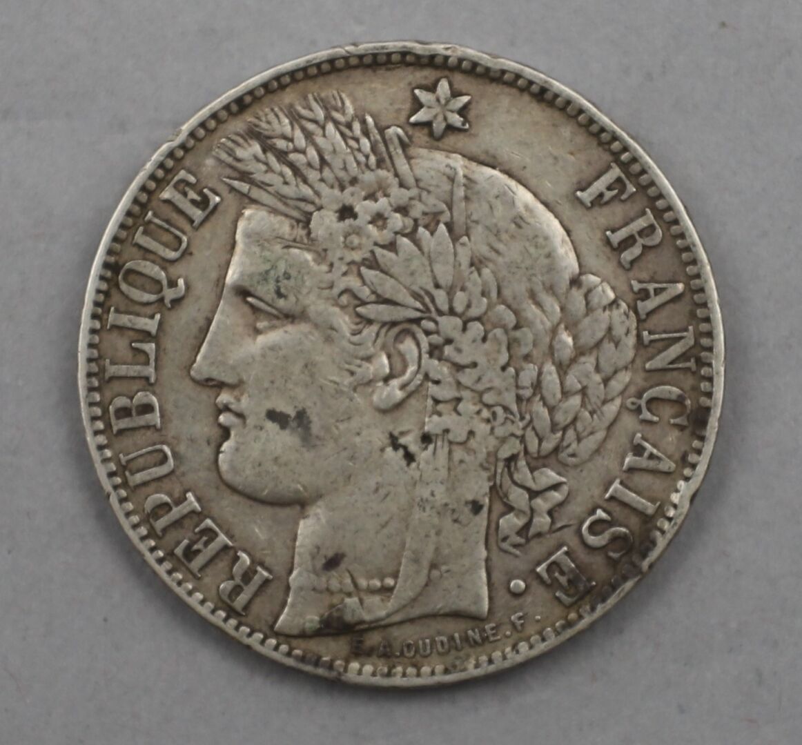 Null Pièce de 5 Francs en argent. Type Cérès, d'après Eugène-André Oudiné. Ateli&hellip;