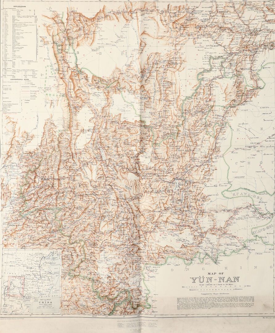 Null 1906

Map of Yün-Nan / Karte von Yunnan.

Farbig gedruckte geografische Kar&hellip;