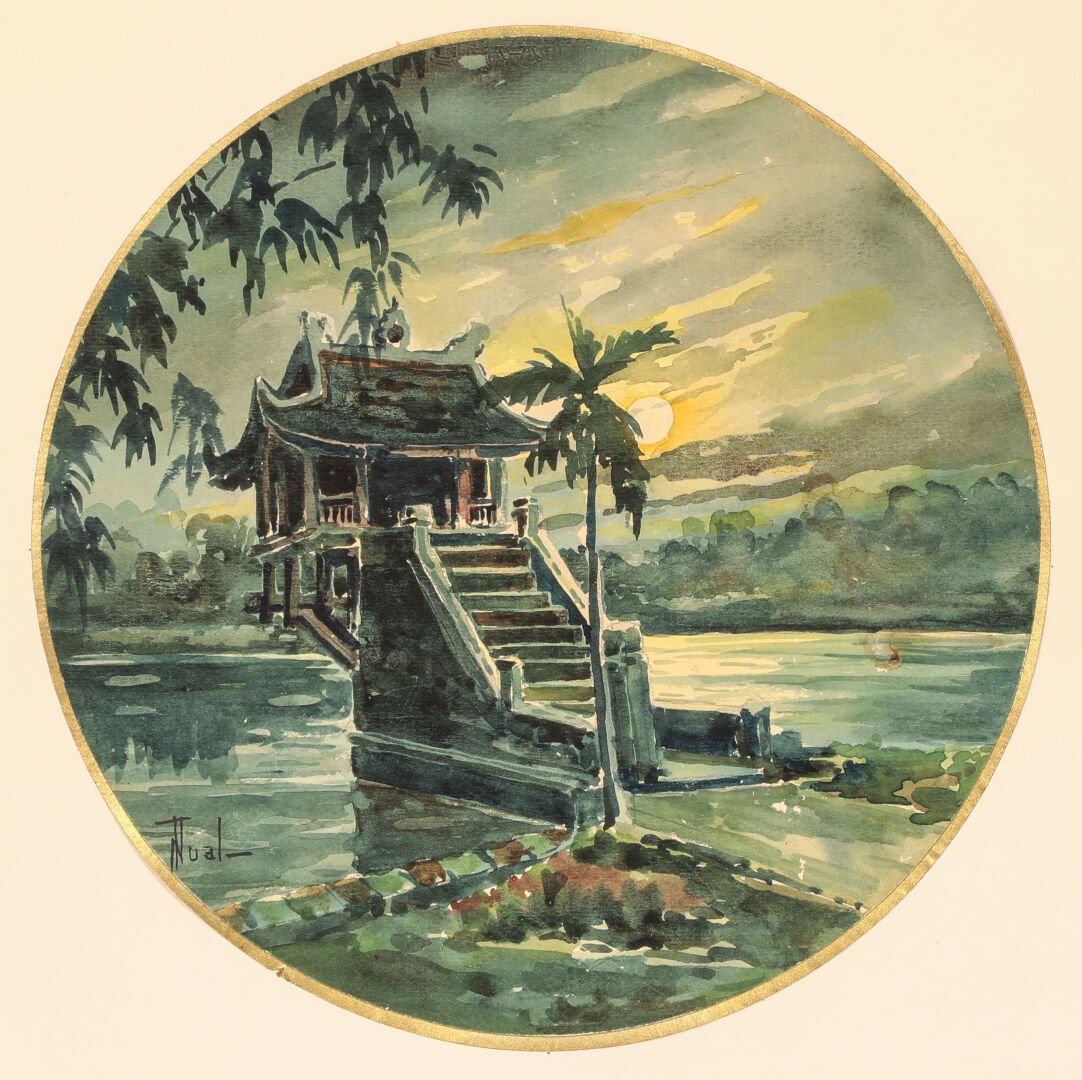 Null Around 1930.

The One Pillar Pagoda in the moonlight.

Watercolor on paper.&hellip;