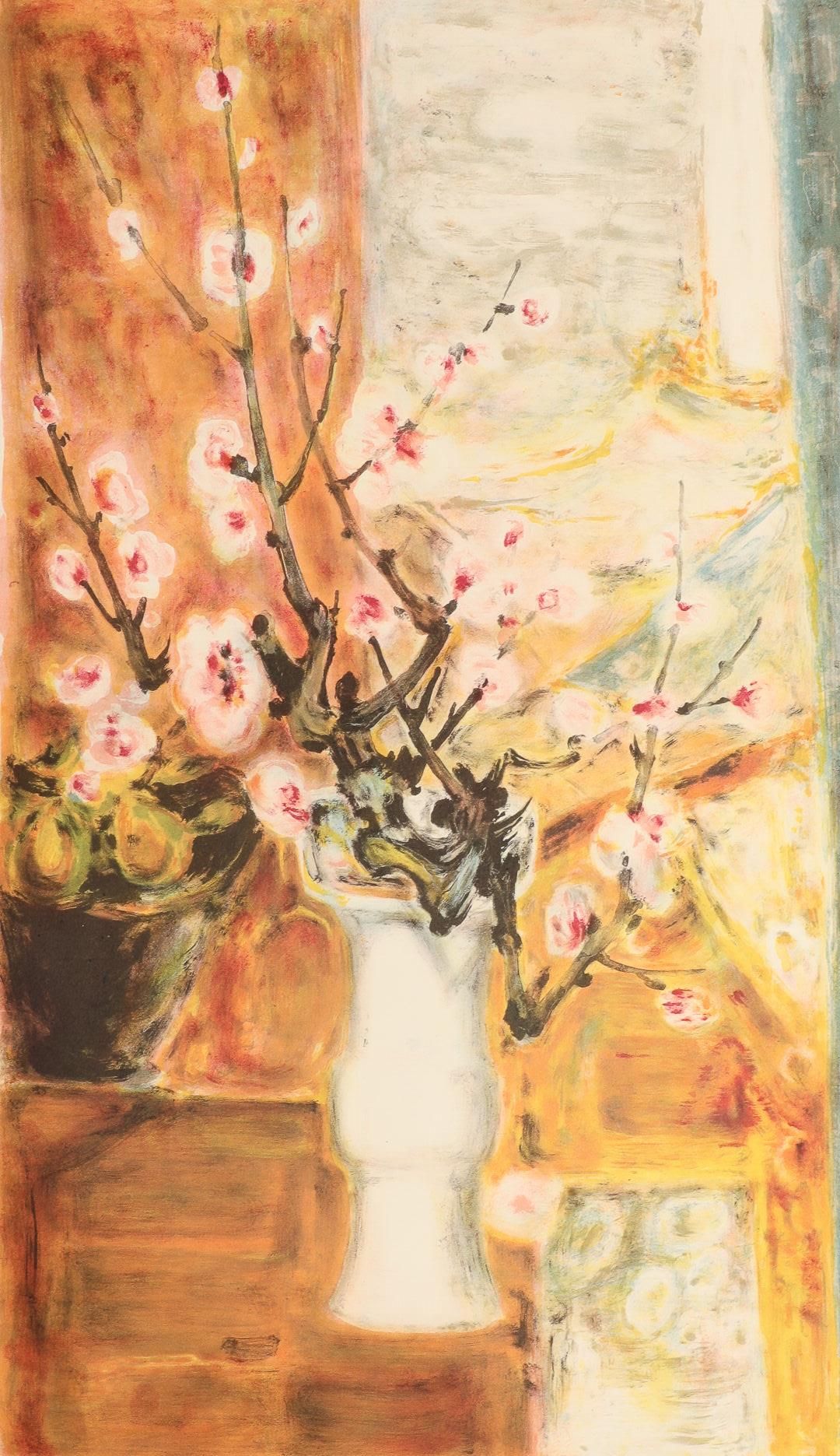 Null LÊ PHO (1907-2001) 

Strauß aus Kirschblüten. 

Lithographie auf Papier, nu&hellip;