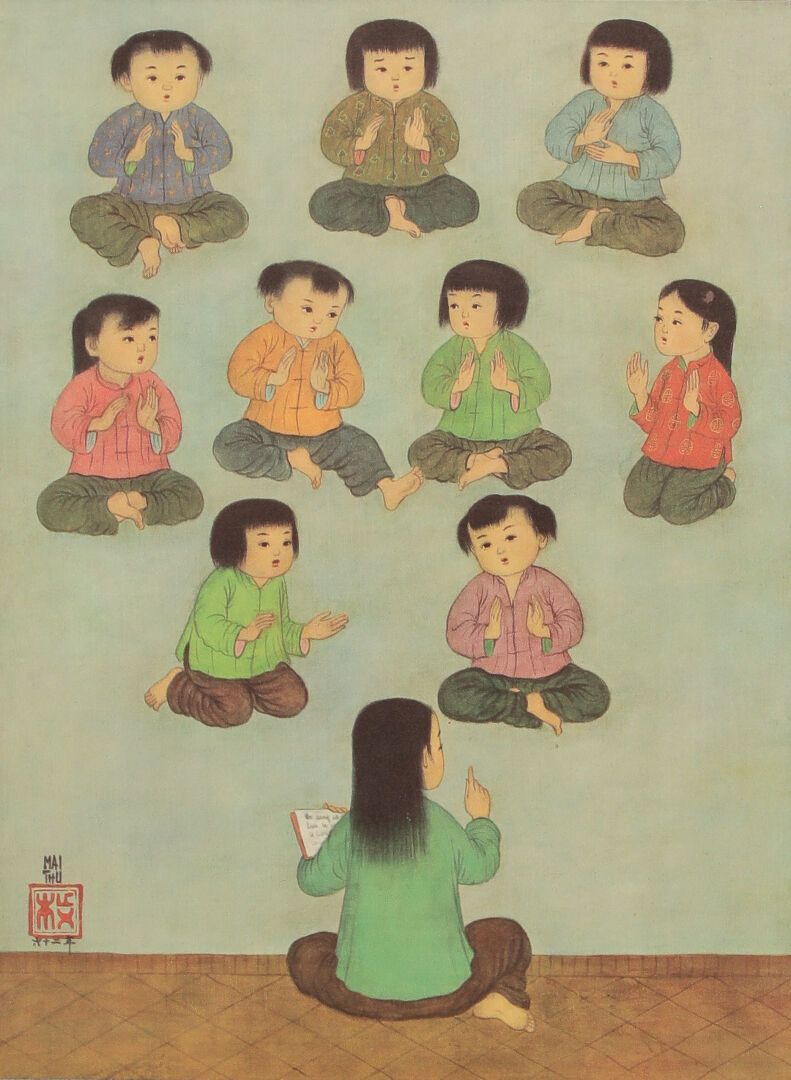 Null MAI-THU (1906-1980).

La classe.

Reproduction sur soie encadrée. Galerie A&hellip;