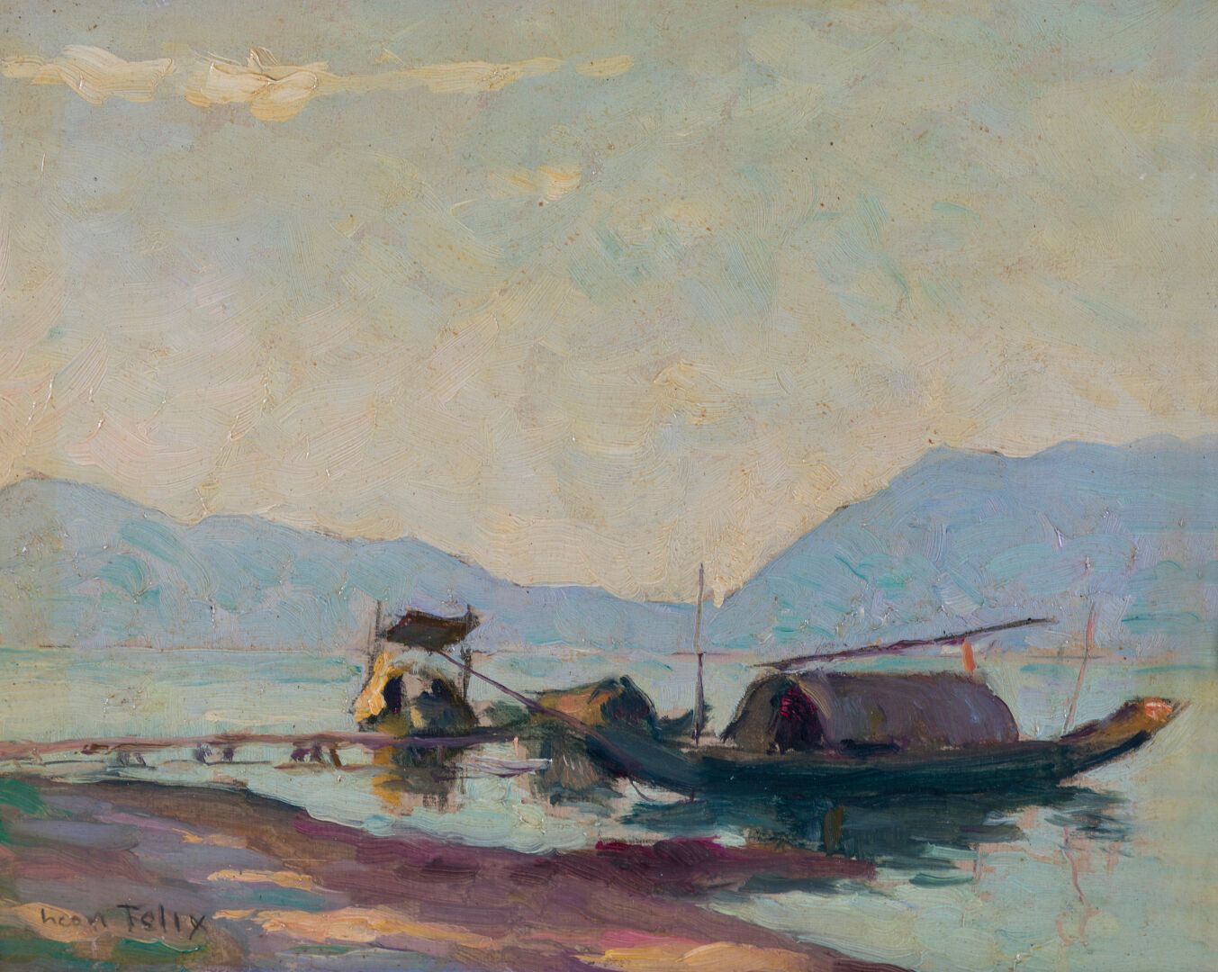 Null LÉON FÉLIX (1869-1940).
École des peintres voyageurs. 
La lagune de Thuân-A&hellip;