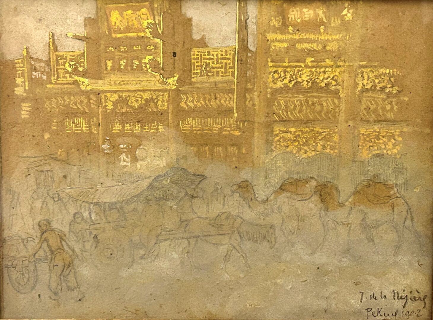 Null Joseph DE LA NEZIERE (1873-1944).
Caravanes à Pékin, 1902. 
Étude sur carto&hellip;