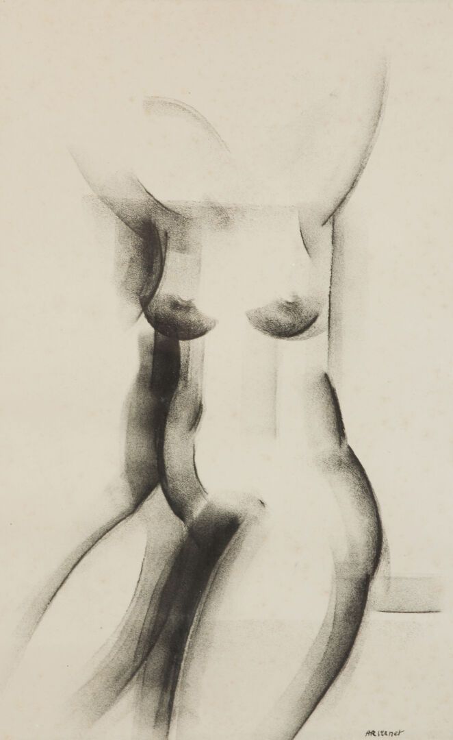 Null 20th century French school.
Nude woman. 
Graphite on paper, signed lower ri&hellip;