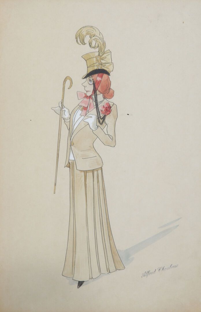 Null Alfred CHOUBRAC (1853-1902)
Deux projets de costume. Pochoirs aquarellés av&hellip;