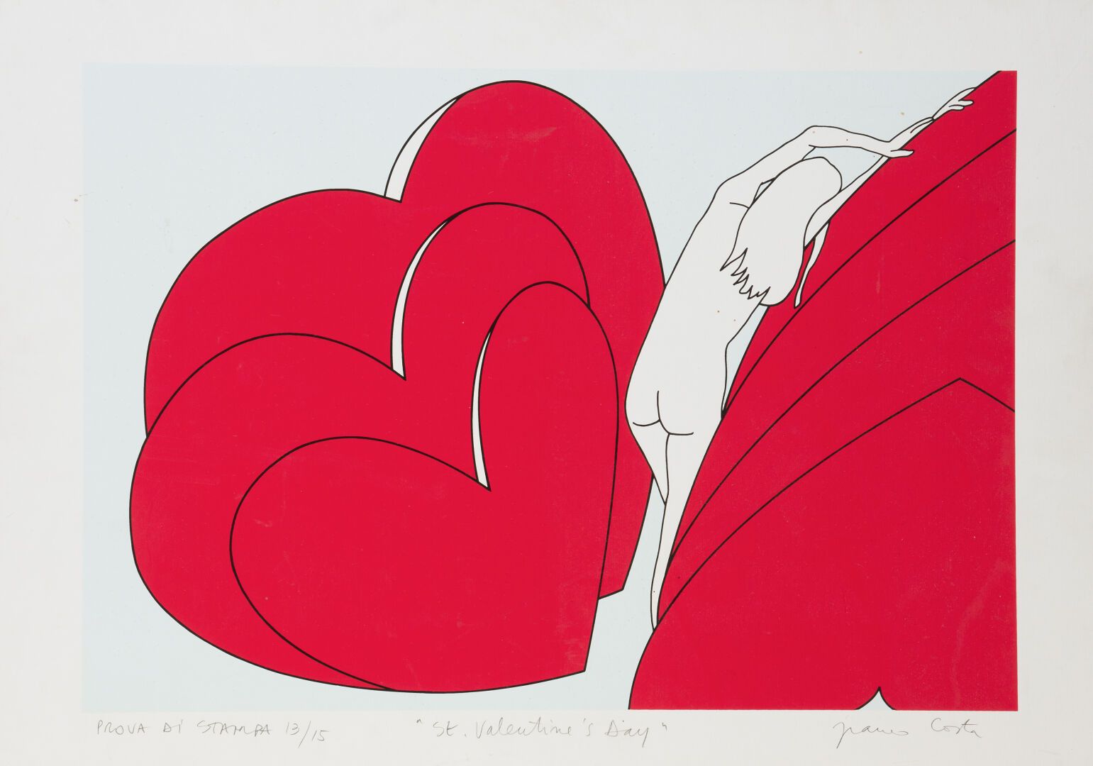 Null Franco COSTA (1934-2015) 
San Valentino, 
litografia a colori su carta, fir&hellip;