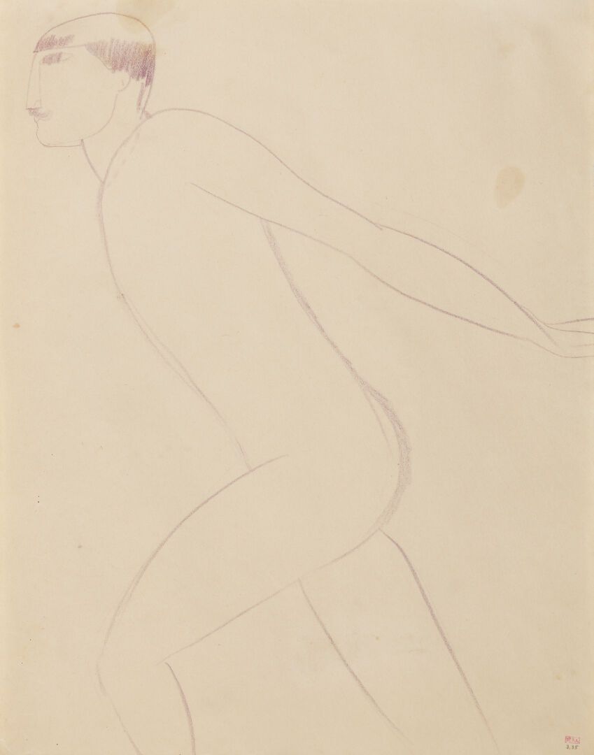 Null 阿梅德奥-莫迪利安尼（1884-1920）。
游乐场或马戏团的运动员。
铅笔画，装裱在纸上。 
右下角铅笔写的库存编号为3.35。这是在保罗-亚历山大&hellip;