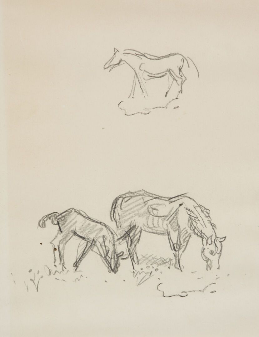 Null Emile Othon FRIESZ (1879-1949)
Étude de chevaux. 
Crayon sur papier. 
Signé&hellip;