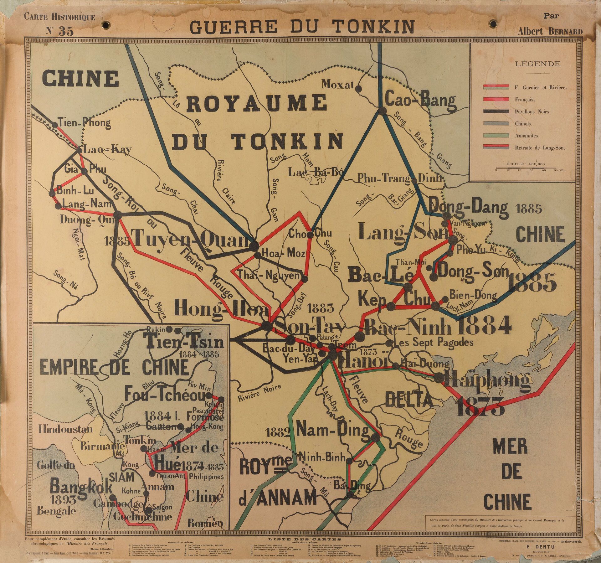 Null 1894. 
Guerre du Tonkin. 
Carte pédagogique historique n° 35 par Albert Ber&hellip;