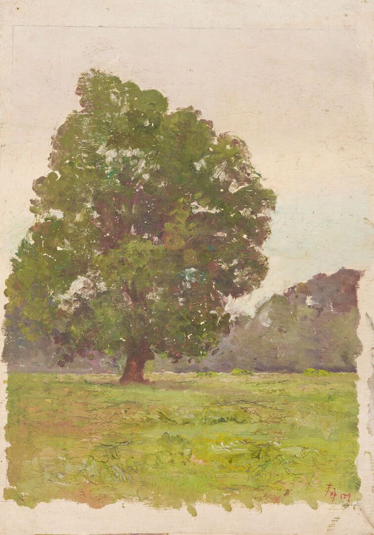 Null S.M. HAM NGHI (1871-1944). 
Le grand chêne. 
Huile sur toile signée en idéo&hellip;