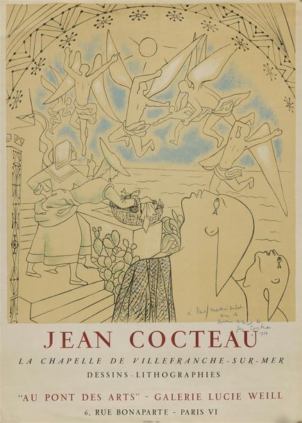Null Jean COCTEAU. Affiche de Mourlot pour une exposition à La Chapelle de Ville&hellip;