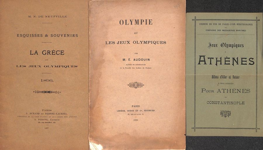 Null Ensemble de 3 documents sur les 1ers Jeux Olympiques de l'ère moderne. «Esq&hellip;