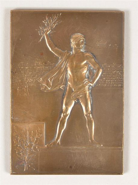 Null Plaquette en bronze «Sports-Loisirs». Education physique offerte par le sou&hellip;