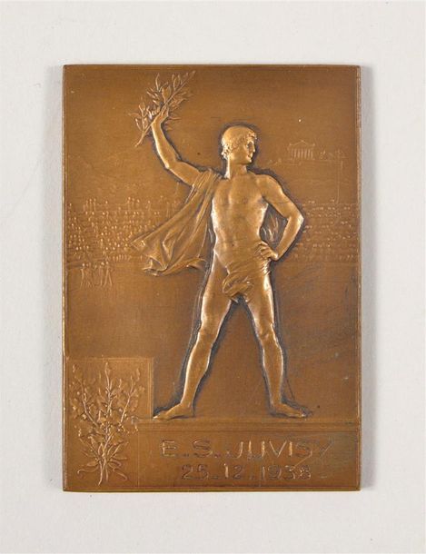 Null Plaquette en bronze «Education physique» offerte par le Ministre L. Godin. &hellip;