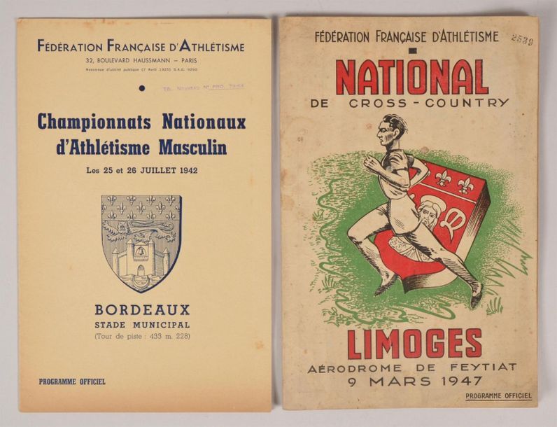 Null Ensemble de 2 programmes des Championnats Nationaux 1942 et du National 194&hellip;