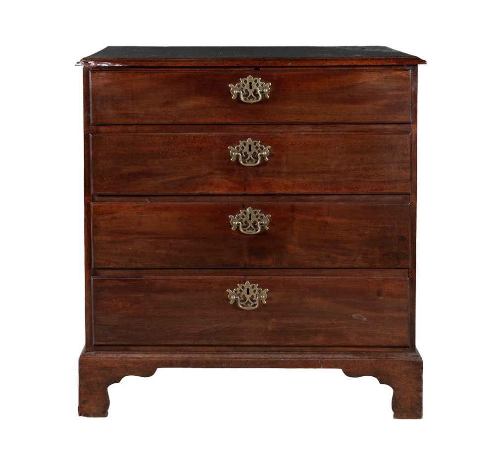 Null A GEORGE III MAHOGANY RECTANGULAR COMPACT CHEST, of four long drawers, on b&hellip;